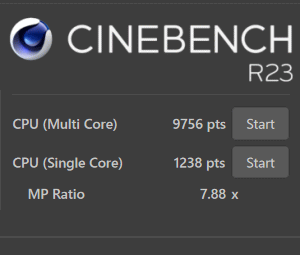 GALLERIA GR2060RGF-T Cinebench R23 オフィスモード測定