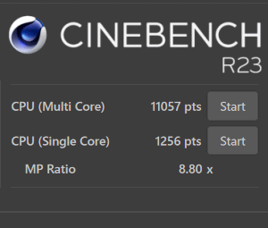 GALLERIA GR2060RGF-T Cinebench R23 ターボモード測定