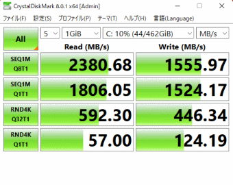 dynabook PZ/HU, Crystal Disk Mark, default