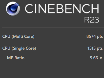 GALLERIA UL7C, CINEBENCH R23, バッテリー節約モード時