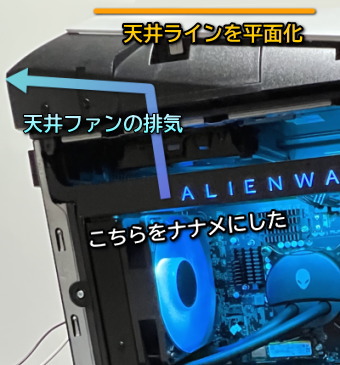 Alienware Aurora R13 天井部の排気構造