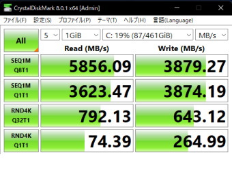 Alienware Aurora R13 プレミアム, CrystalDiskMark 標準測定, Micron 3400 NVMe SSD