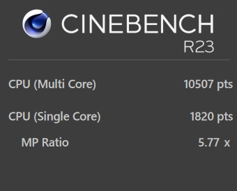 Core i7-12700H, CINEBENCH R23, DAIV 6N, 静音モード