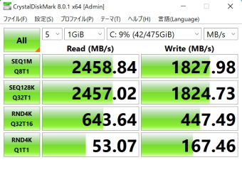 rDAIV 6N, Crystal Disk Mark, NVMe SSD mode