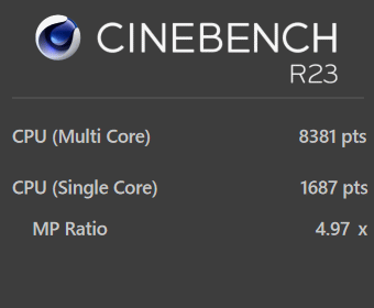 Core i5-1240P, CINEBENCH R23, mouse F4-i5, バランスモード