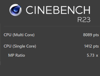 Ryzen 5 5625U, CINEBENCH R23, mouse B5-R5(2022), パフォーマンスモード