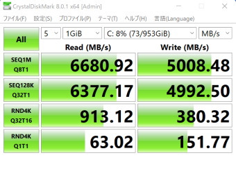 micron 3400 NVMe SSD, Crystal Disk Mark, NVMe SSD mode