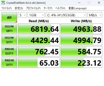 raytrek AXF 7700X, CrystalDiskMark 標準測定, Micron 3400 NVMe SSD