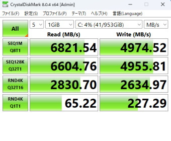 raytrek AXF 7700X, CrystalDiskMark NVMe SSD用測定, Micron 3400 NVMe SSD