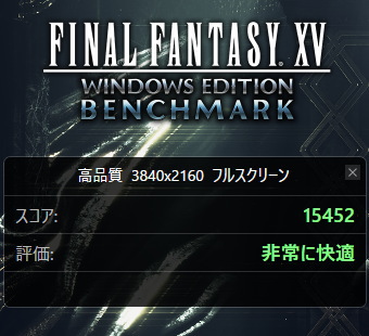 FF15ベンチ, GeForce RTX 4090, Core i9-13900K, GALLERIA UA9C-R49