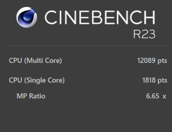 Core i7-12650H, CINEBENCH R23, mouse K5, パフォーマンスモード
