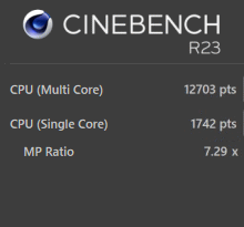 ROG Ally, CINEBENCH R23, バッテリー駆動ターボモード