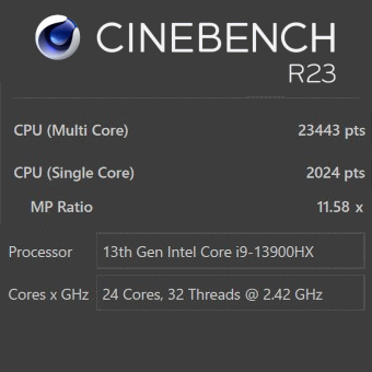 Core i9-13900HX, CINEBENCH R23, Dell G16, パフォーマンスモード