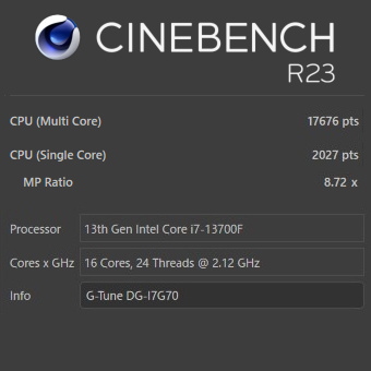 Core i7-13700F, G-Tune DG-I7G70, CINEBENCH R23