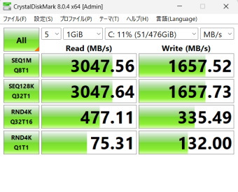 THIRDWAVE DX-R7, Crystal Disk Mark, NVMe SSD mode, Intel SSD 670p