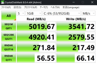 Micron 2400, Zenbook 14 OLED UX3405MA, Crystal Disk Mark, NVMe SSD Mode