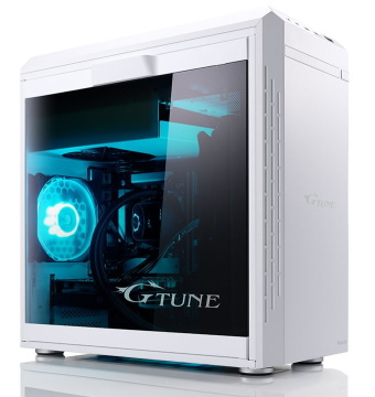 G-Tune ミニタワー ホワイトモデル+サイドガラスパネル+青色LEDファン