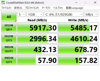 NEXTGEAR JG-A7G6T, CrystalDiskMark 標準測定